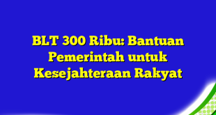 BLT 300 Ribu: Bantuan Pemerintah untuk Kesejahteraan Rakyat