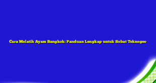 Cara Melatih Ayam Bangkok: Panduan Lengkap untuk Sobat Teknogeo